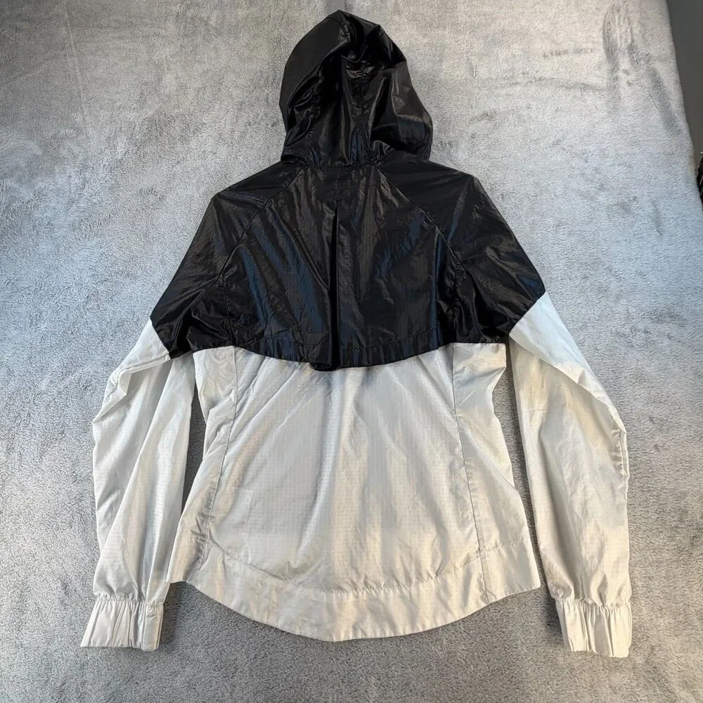 Nike Windrunner Hooded Windbreaker Jacket Women's Small Black White Full Zip Lig